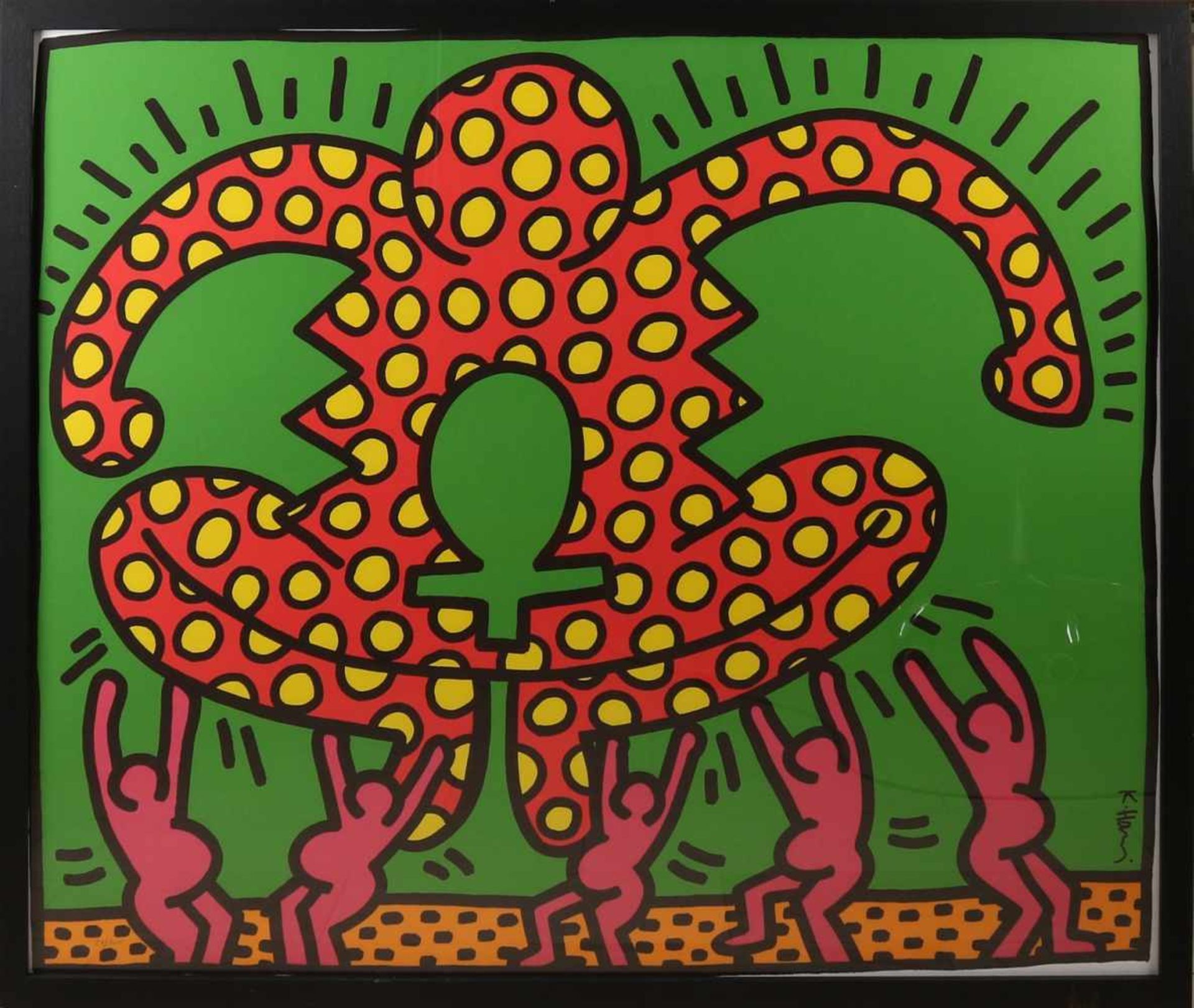 Keith Haring lithography carrying figures, litho paper 90x105 cm in good condition.