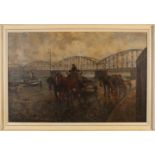 M. Ottee. 1898 - 1981. Circa 1930. Pseudonym Arnout van Gilst. Maas-Brücke bei Rotterdam. Öl auf