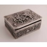 Rechteckige Silberbox mit Deckel, 833/000, mit Bearbeitung versehen, einschließlich Abbildungen an