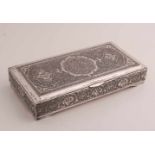 Silberner Deckelkasten, 835/000, rechteckiges Modell mit persischem Dekor am Deckel und an den