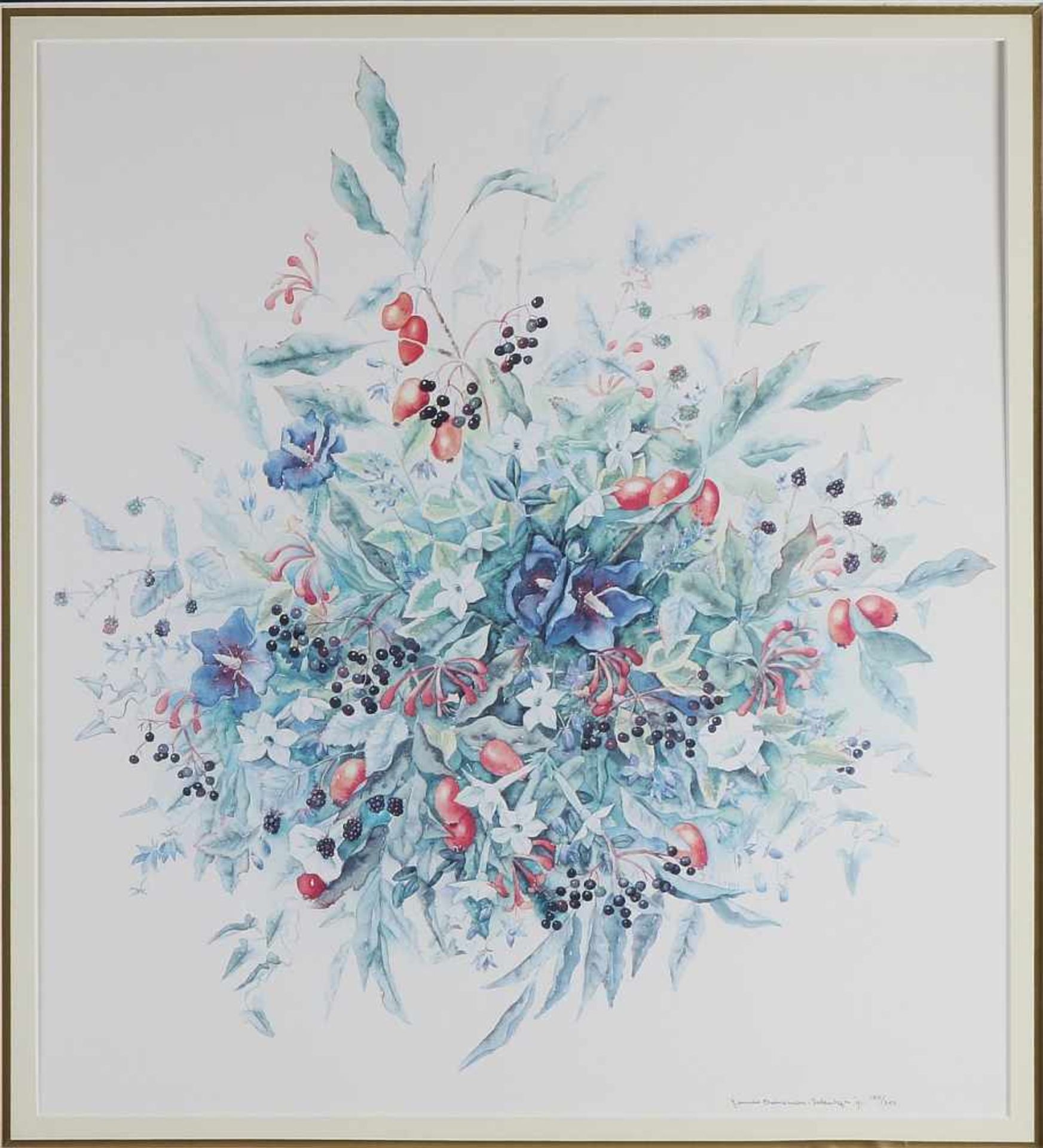 Janneke Brinkman-Salentijn, '91. Nein. 180/250. Stillleben mit Blumen und Beeren. Lithographie auf - Bild 2 aus 2