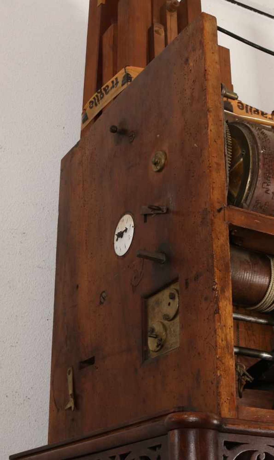 Große antike fünfteilige deutsche verstorbene Biedermeier Flöten Uhr. Obstholz. Um 1850. Mit sehr - Bild 7 aus 7