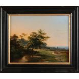 Cornelis Jan Bolt. 1823 - 1879. Hügelige Panoramalandschaft mit Rindern und Hirten. Ölfarbe auf