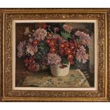 Evert Moll. 1878 - 1955. Stillleben mit Vase und Blumen. Öl auf Leinen. Abmessungen: H 55 x B 66 cm.