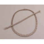 Silberarmband und Halskette, 925/000. Farbverlauf Halskette, 7-10mm. mit einem Allegro-Glied mit