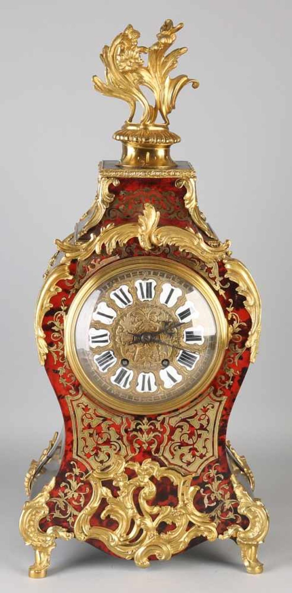 Französische rote Schildkröten-Boulle-Uhr aus dem 19. Jahrhundert mit Originalkonsole und - Bild 2 aus 3