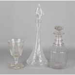 Dreimal altes / antikes Kristallglas. Bestehend aus: Geätztes Glas 1844, Schloss Warmbrunn im