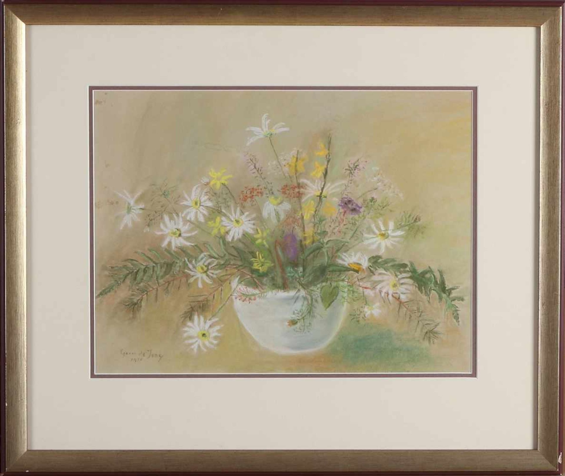 Germ de Jong, 1938. 1886 - 1967. Vase mit Blumen. Pastell auf Papier. Abmessungen: H 30 x B 40 cm. - Bild 2 aus 2