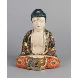 Antikes japanisches Porzellan Satsuma Buddha mit Blumen- / Golddekoration. Größe: 20 cm. In guter