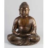 Großer orientalischer Bronzebuddha in Lotussitz. 20. Jahrhundert. Größe: H 36 cm. In guter