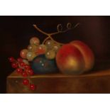 C. Cornelisz. 21. Jahrhundert. Stillleben mit gemischten Früchten auf Tischplatte. Ölfarbe auf Holz.