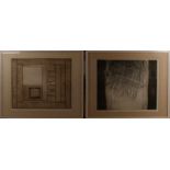 Zwei Lithographien von Tonanos 1972. Abstrakte figurative Darstellungen. Lithographien auf Papier.