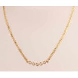 Halsband aus Gelbgold, 585/000, mit Diamant. Halsreif aus einer ovalen Gourmet-Halskette mit einem