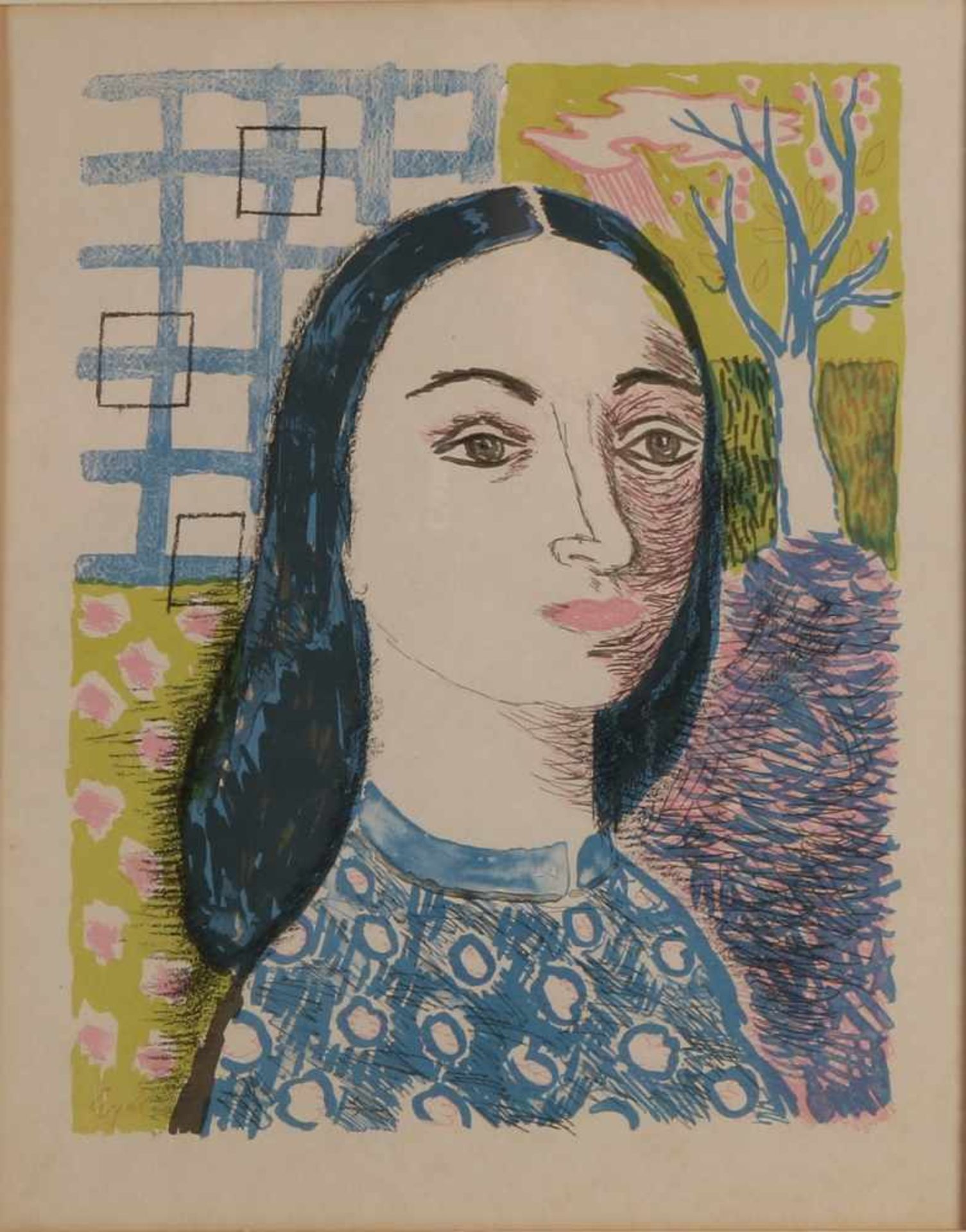 Charles Eijck. 1897 - 1983. Frauenporträt. Lithographie auf Papier. Abmessungen: H 36 x B 28 cm.