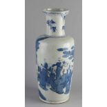 Große blau / weiße chinesische Porzellanvase mit Allroundfiguren und Himmelsdekor. Größe: 45 x Ø