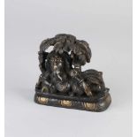 Indische Bronze Buddha Figur. 20. Jahrhundert. Abmessungen: 14 x 16 x 5 cm. In guter Kondition.