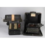 Zwei Schreibmaschinen. 20. Jahrhundert. Einschließlich einer Continental-Taschenrechner-