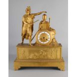 Hauptstadt Französisch feuervergoldete Bronze Empire Kaminuhr mit römischen und Kurzschwert,