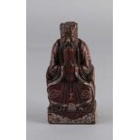 Antike chinesische Naturstein geschnitzte Buddha-Figur mit Gravur und Wachsstempel auf der