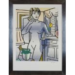 Roy Lichtenstein. Lithographie, Nr. 30/199. Nackte Dame mit Telefon. Lithographie auf Papier.