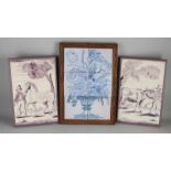 Vier antike holländische Fliesenplatten. 18. - 19. Jahrhundert. Bestehend aus; Zweimal 6-Pass mi