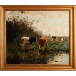 C. Verschuur (Cor Bouter). 1888 - 1966. Landschaft mit Kühen in der Nähe der Wasserstelle. Öl a