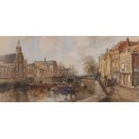 Herman CA Paradies. 1883 - 1966. Delftshaven Rotterdam mit Figuren. Aquarell auf Papier.