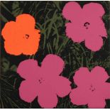 An Andy Warhol. Lithographie. Blumen. Lithographie auf Papier. Abmessungen: H 35,5 x B 35,5 cm. In