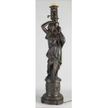 Großer Lampensockel im Empire-Stil aus dem 19. Jahrhundert. Griechische Dame mit Ampfora.