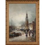 John Bevort. 1917 - 1996. Stadtbild von Amsterdam. Öl auf Leinen. Abmessungen: H 70 x B 50 cm.