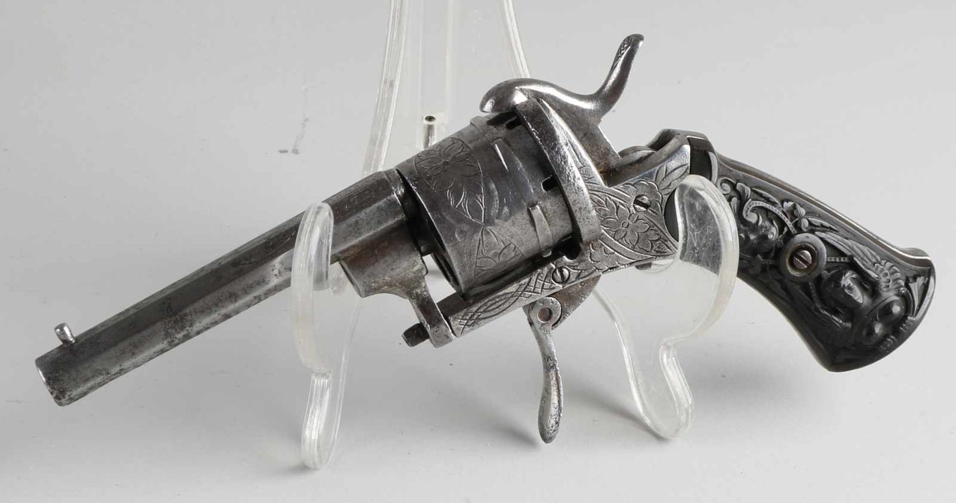 Wunderschön dekorierter Pinfire Revolver mit geschnitztem Hintern mit Karyatiden. Größe: L 18 cm - Image 2 of 3