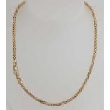 Gelbgold-Halskette, 585/000. Halskette mit einem festgesteckten Glied, ø 3,5 mm, und ausgestattet