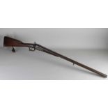 Doppelläufiges Jagdgewehr aus dem 19. Jahrhundert mit Gravuren und Quecksilberlauf. Größe: L 111