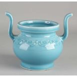 Weihrauchbrenner aus chinesischem Porzellan mit hellblauer Glasur und Bodenmarkierung. Größe: 14