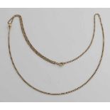Gelbgold-Halskette, 585/000, mit einem in der Länge verstellbaren Bordsteinglied. Breite 1,8 mm.