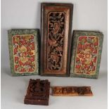 Fünfmal alte / antike orientalische / chinesische Holzschnitzereien. Buddhist / Chinese. Teilweis