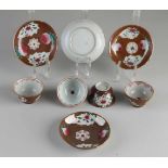 Vier chinesische Porzellan-Capucin-Tassen und Untertassen aus dem 18. bis 19. Jahrhundert mit