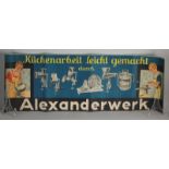 Werbeplakat aus Papier. 'Küchen Arbeit leicht, Mandacht durch Alexanderwerke'. Um 1930. Größe: