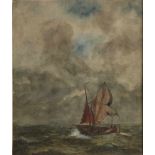 GL Kiers. 1838 - 1916. Fischerboot mit Figuren auf hoher See. Aquarell auf Papier. Abmessungen: H