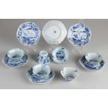 Sechs sechseckige Tassen und Untertassen aus chinesischem Porzellan aus dem 18. Jahrhundert mit