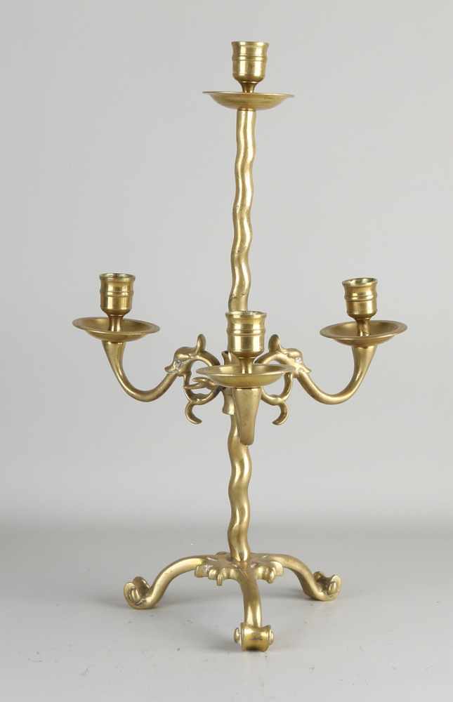 Verstellbarer Kerzenleuchter aus Bronze aus dem 18. bis 19. Jahrhundert. Renaissance-Stil.