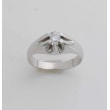 Weißgoldring, 585/000, mit Diamant. Ring mit Tiffany-Fassung mit einem Diamanten im Brillantschlif