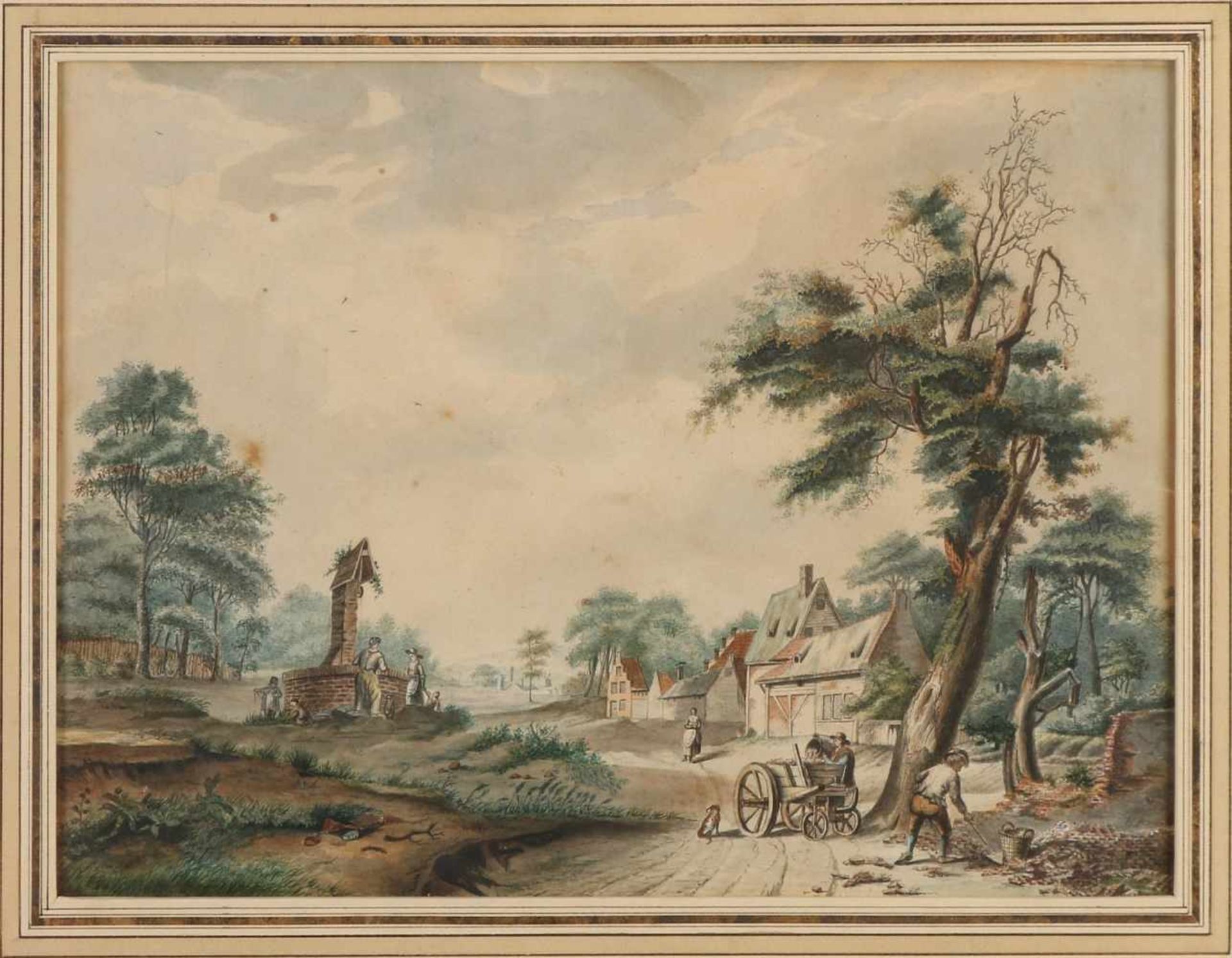 H. Berg. Hans Berg zugeschrieben. 1813 - 1874. Deutsche Schule. Deutsche Landschaft mit Bauernhof