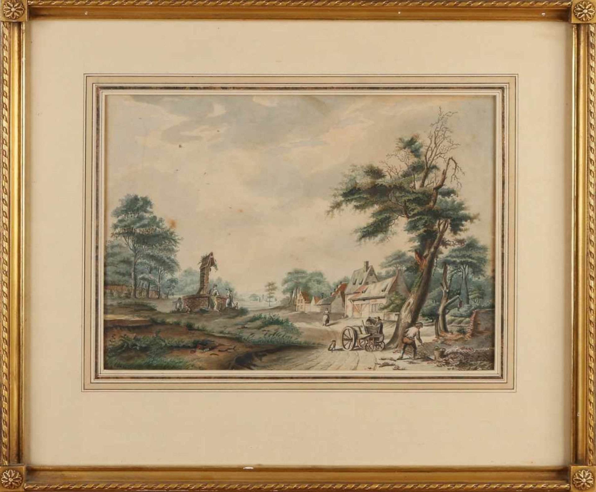 H. Berg. Hans Berg zugeschrieben. 1813 - 1874. Deutsche Schule. Deutsche Landschaft mit Bauernhof - Bild 2 aus 2