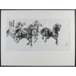 Zhan Zu Sjen. Chinesische Schule. 21. Jahrhundert. Galoppierende Pferde. Tusche auf Papier.