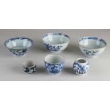 Sechs Teile chinesisches Porzellan, verschiedene. 18. - 19. Jahrhundert. Dazu gehören: Schalen,