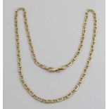 Gelbgold-Halskette, 585/000, mit achtförmigem Glied. Breite 4 mm. Länge 55 cm. etwa 24,5 Gramm.