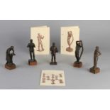 Fünf Bronzefiguren. Von Jan Kip aus Oldenzaal. 20. Jahrhundert. Mit Flugblättern. Twente Figur