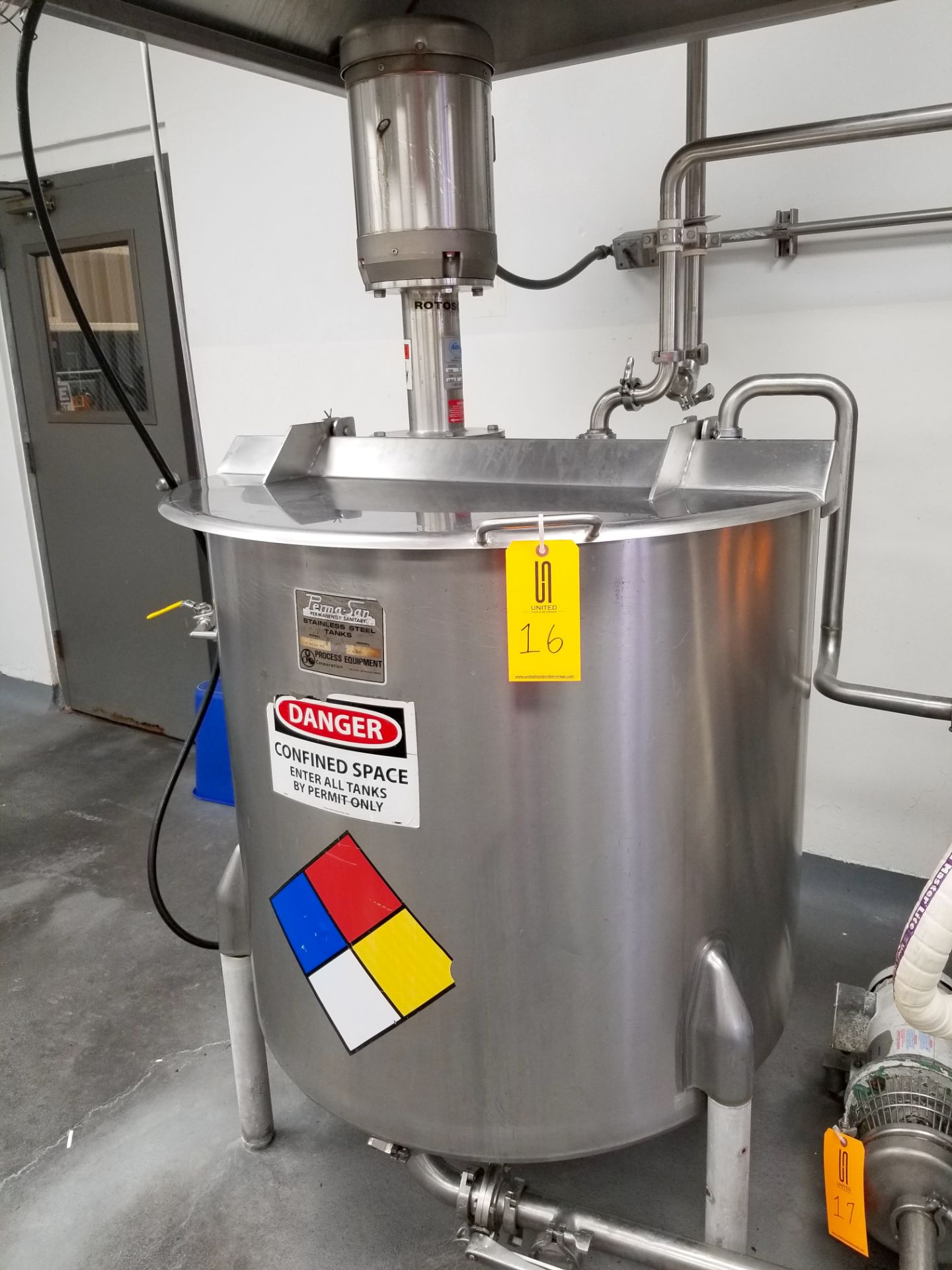 Perm-San 170 Gallon High Shear Vertical Batch Mixing Tank