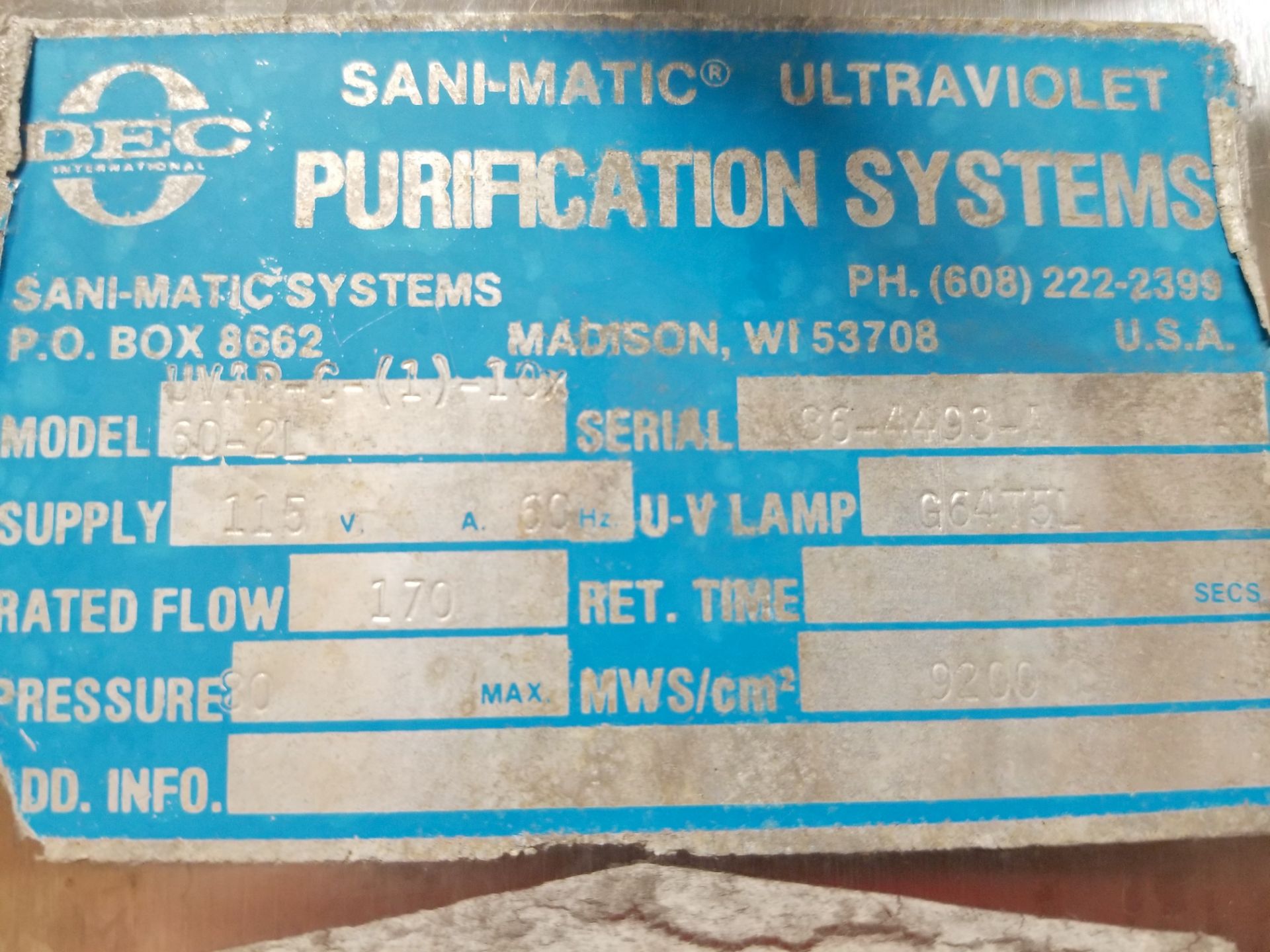 Sani-matic Ultraviolet Purification System - Image 2 of 4